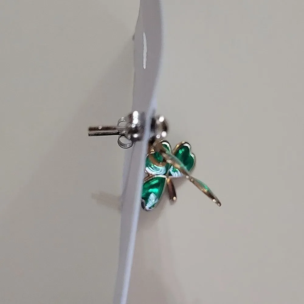 Green Shamrock Post Earrings